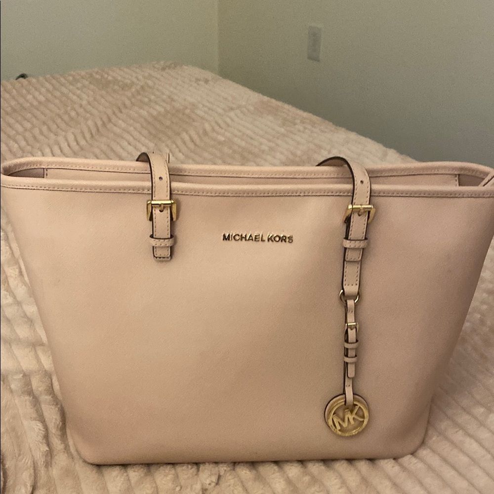 Michael Kors soft Pink Saffiano Leather Tote with Gold Hardware